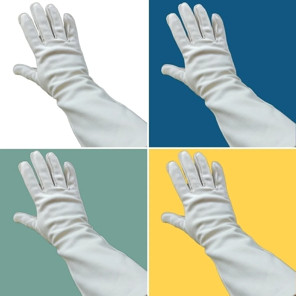 VINTAGE Long Cream Gloves Large Retro Formal Off White Costume